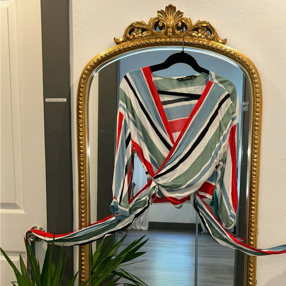 Zara Colorful Wrap Blouse with Stripes